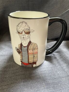 Signature Hipster Cream and Black Llama Graphic Mug